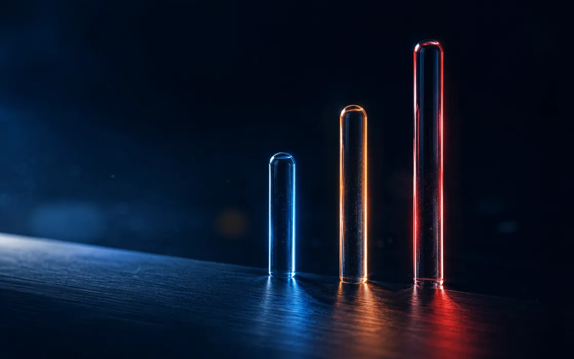 Trei bare de sticlă iluminate în albastru, chihlimbar și roșu — nivelurile de calibrare NIS 2 (imagine ilustrativă)